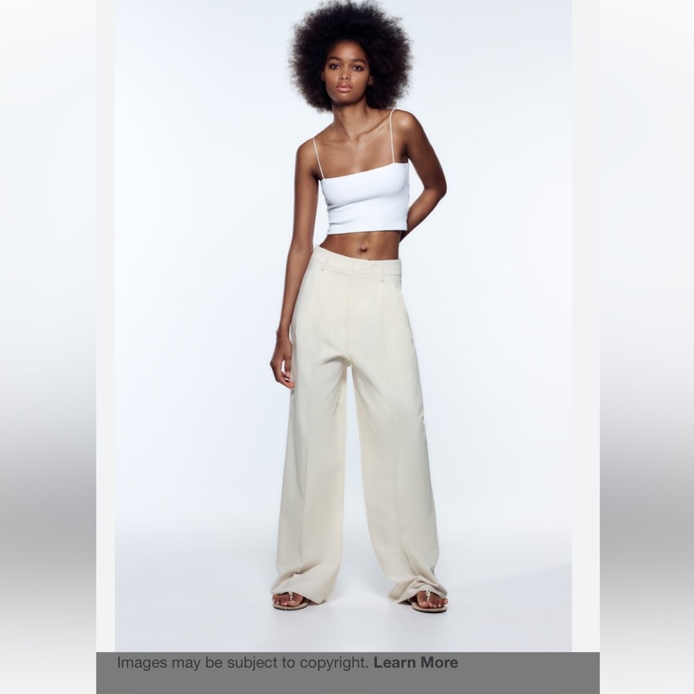 Cream color wide leg pants